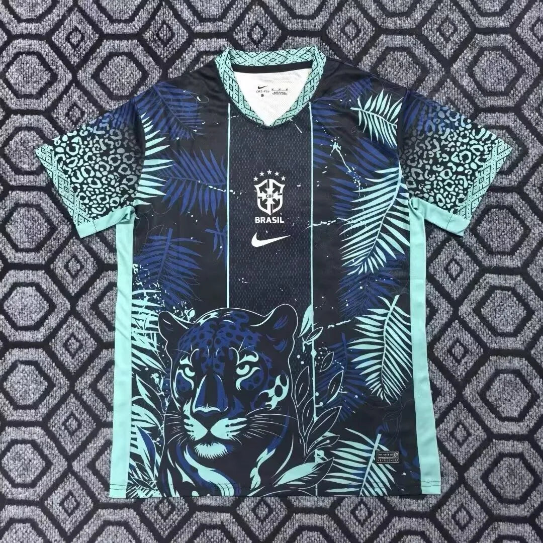 Maillot de foot Brésil Guépard Bleu Édition Limitée