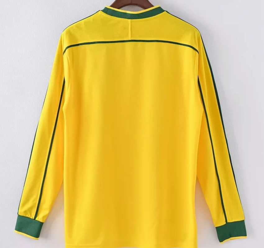 Brazil 1998 Long Sleeves Home Football Jersey