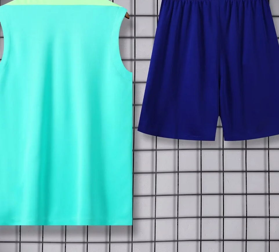 Brazil 2024 Pre-Match Light Blue Training Jersey And Shorts