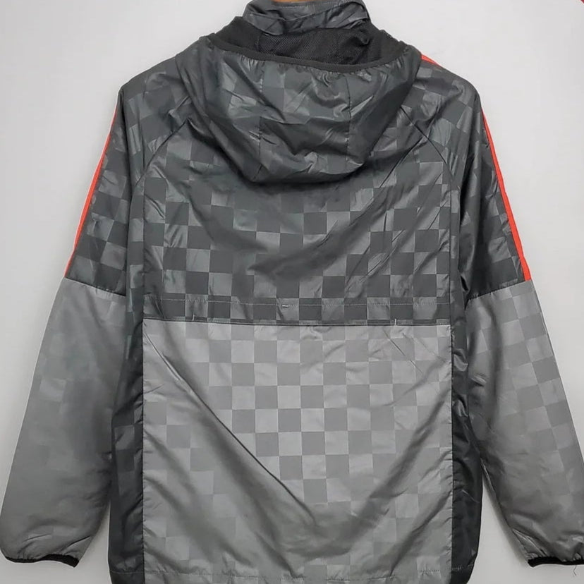 Liverpool 2021/2022 Checkered Black and Gray Football Windbreaker Jersey