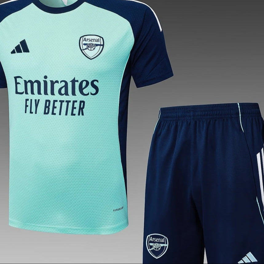 2025/2026 Arsenal Pre-Match Training Light Green Shirt + Shorts