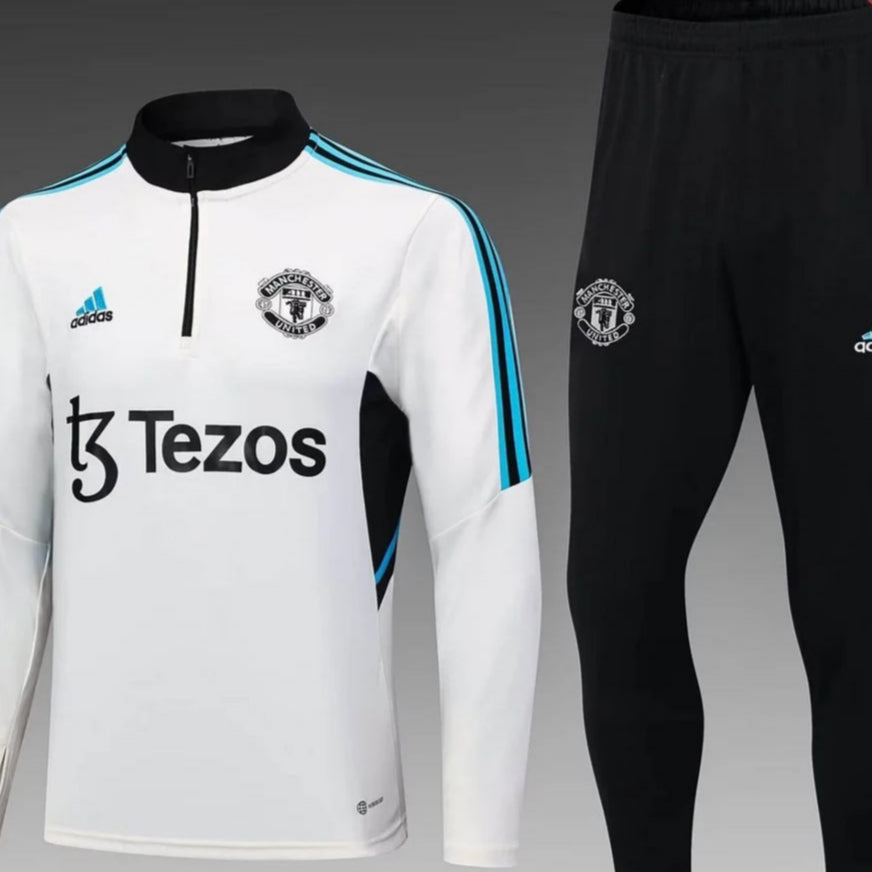 2023/2024 Manchester United Half-Pull Training Suit White Football Shirt