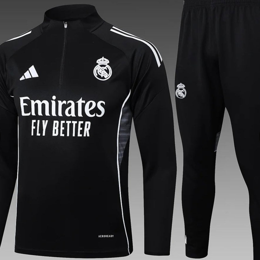 2025/2026 Real Madrid Black Half-Pull Training Suit