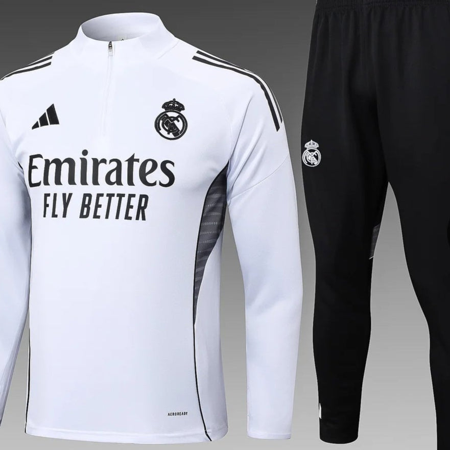 2025/2026 Real Madrid White Half-Pull Training Suit