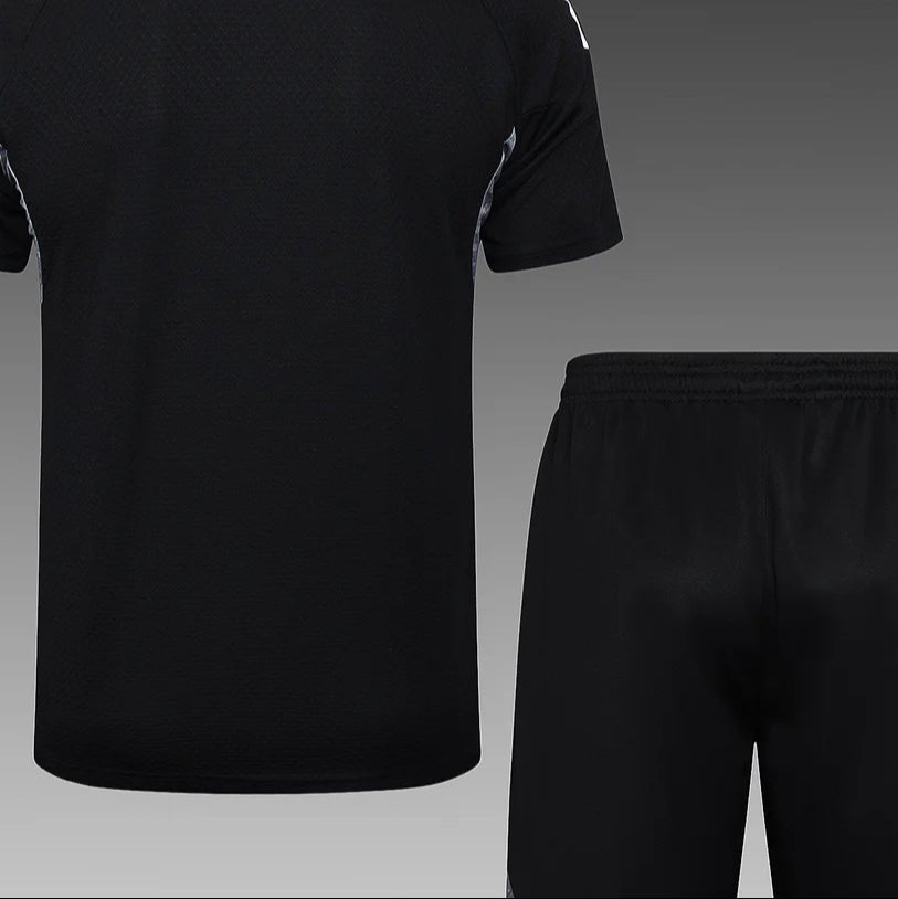 2025/2026 Real Madrid Black Pre-Match Training Shirt + Shorts