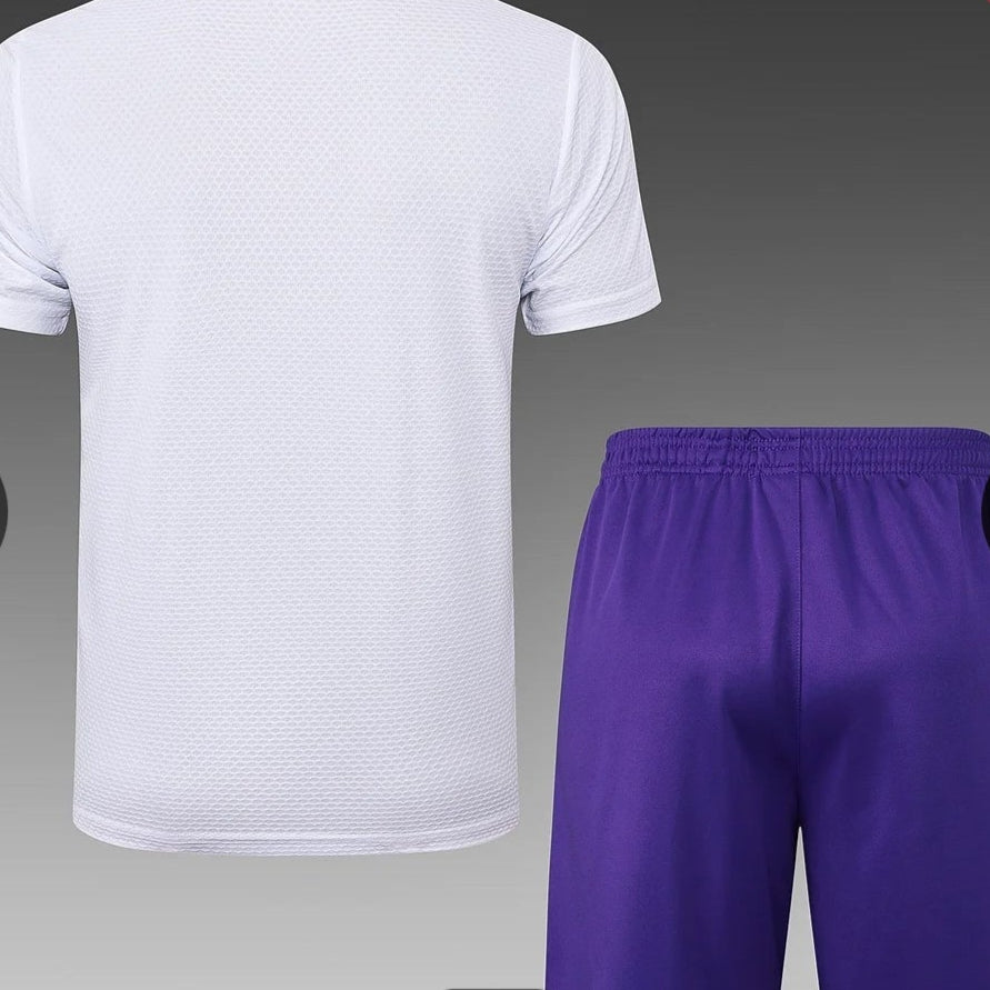 2025/2026 Real Madrid Retro White Pre-Match Training Shirt + Shorts