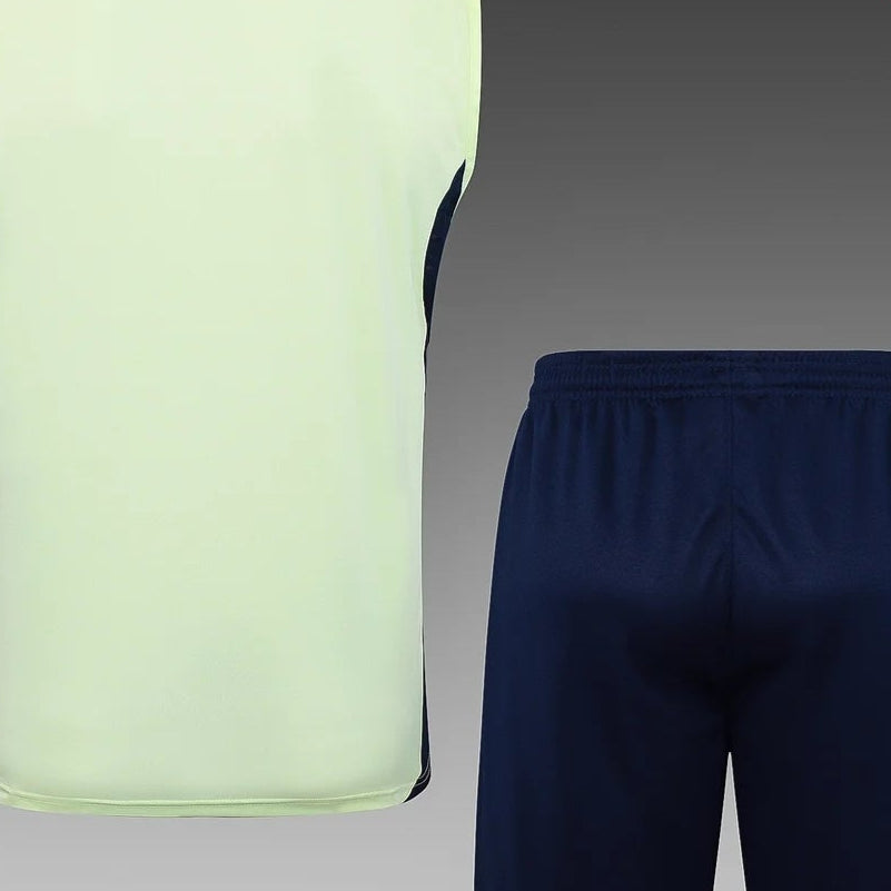 2025/2026 Real Madrid Light Green Pre-Match Training Vest + Shorts