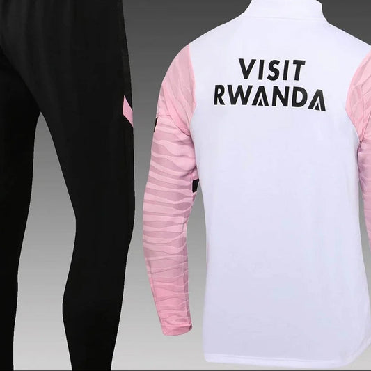 Traje de entrenamiento de manga larga blanco y rosa del PSG 2021/2022