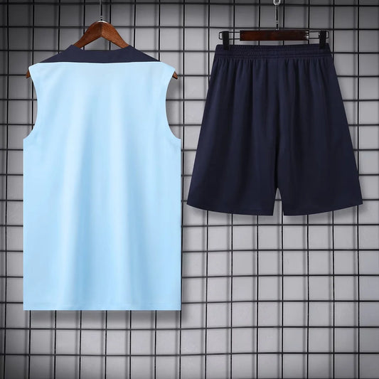 2024 Francia Azul Chaleco de entrenamiento Pre-partido+Pantalones cortos