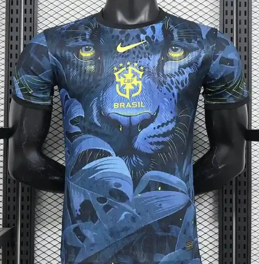Brazil 2024 Special Edition Leopard Blue Football Jersey