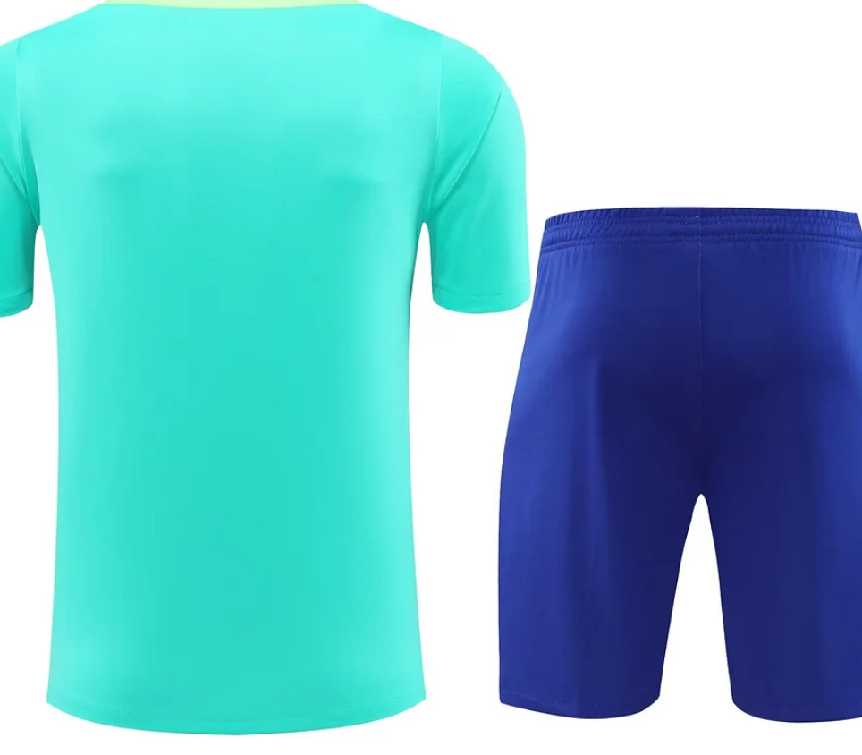 Brazil 2024 Pre-Match Light Blue Training Jersey And Shorts