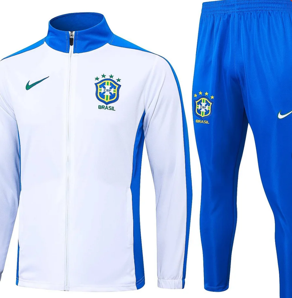 Brazil 2024 Half-Pull Training Suit Off-White Football Shirt
