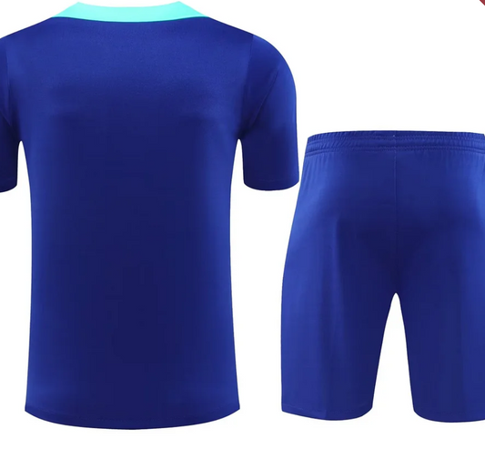 Brasil 2024 Equipación de Entrenamiento Prepartido Azul (Camiseta y Pantalón Corto)