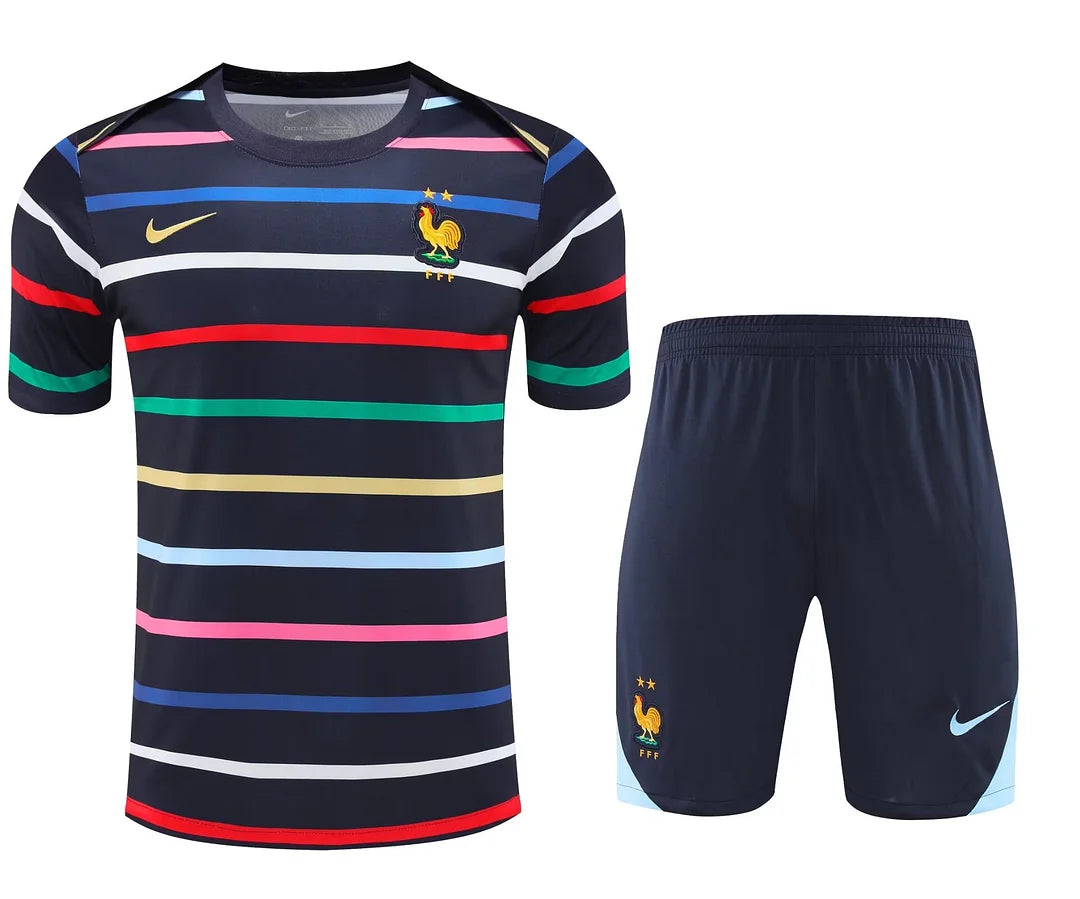 2024 France Pre-Match Training Color Pattern Shirt+Shorts