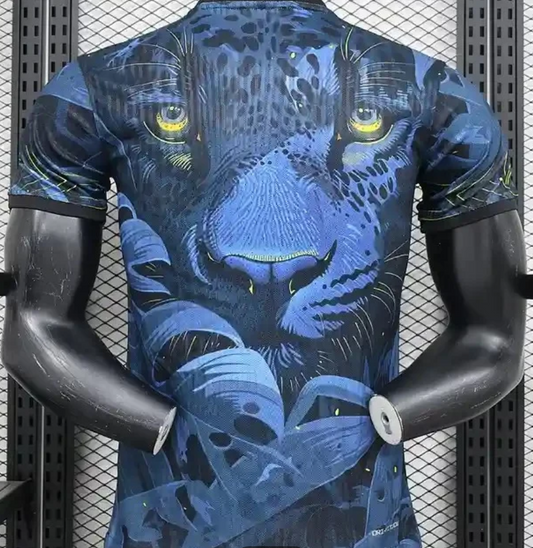 Camiseta de fútbol azul con estampado de leopardo Edición especial Brasil 2024