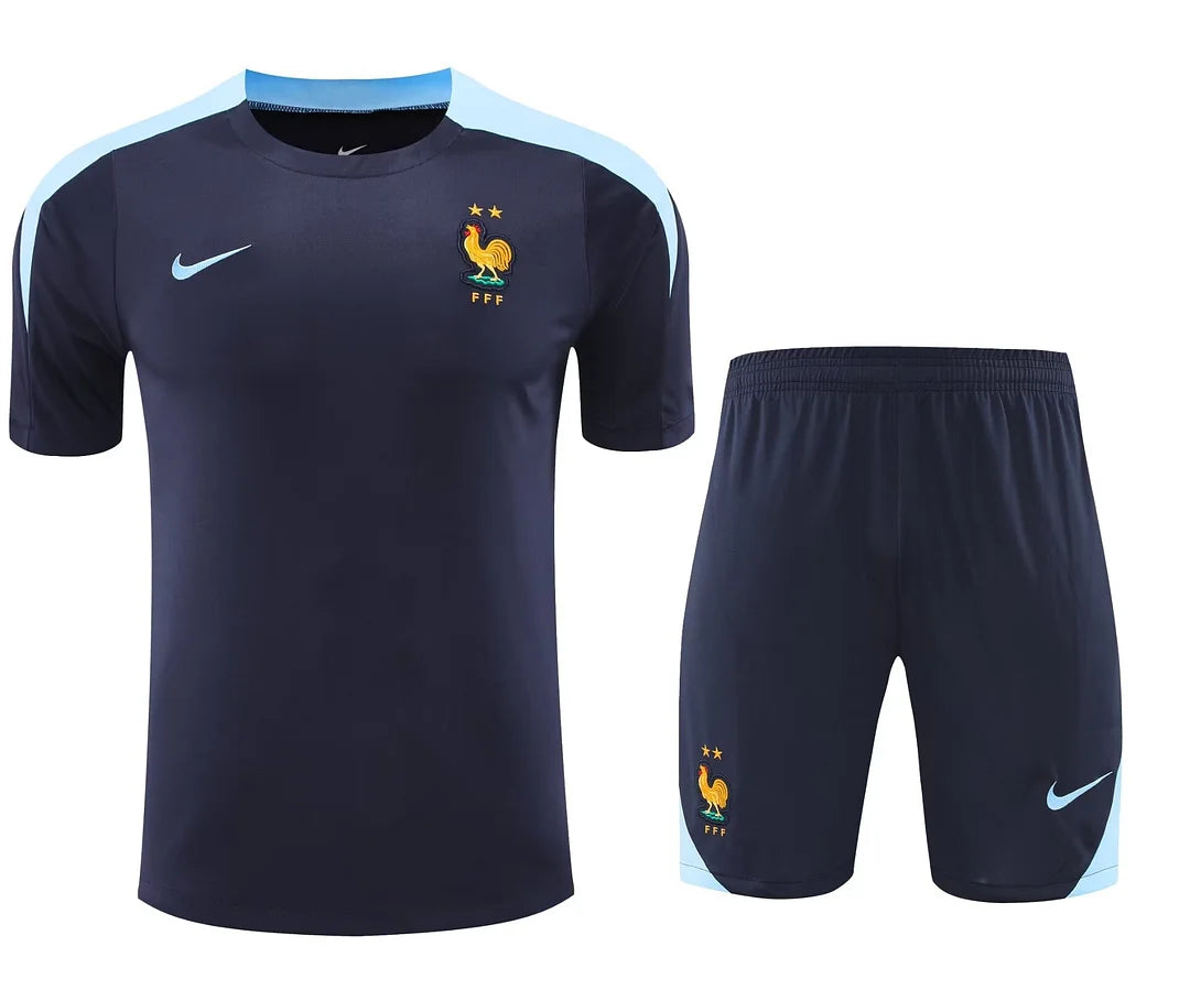 2024 France Blue Pre-Match Training Shirt+Shorts