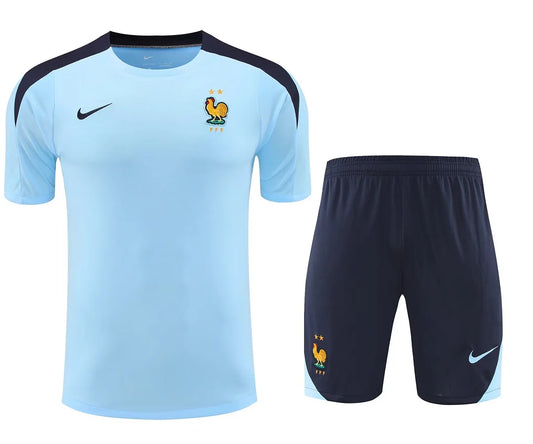 2024 France Light Blue Pre-Match Training Shirt+Shorts