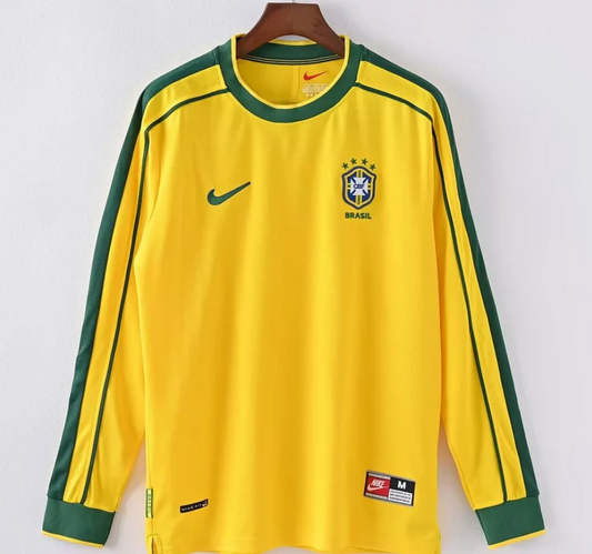 Brazil 1998 Long Sleeves Home Football Jersey