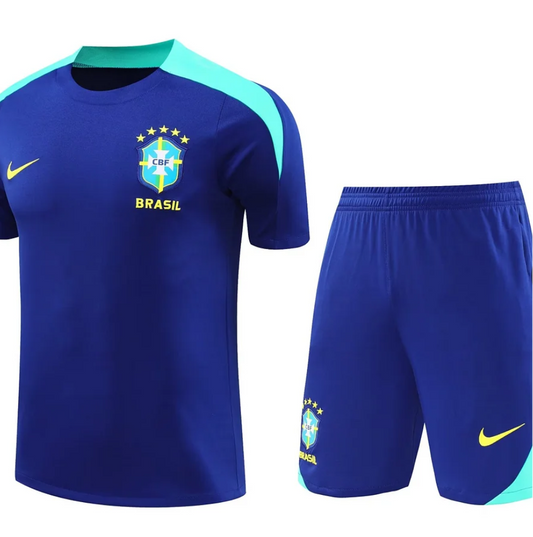 Brazil 2024 Pre-Match Training Blue Shirt+Short
