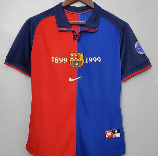 Barcelona 100th Anniversary Retro Home Football Shirt