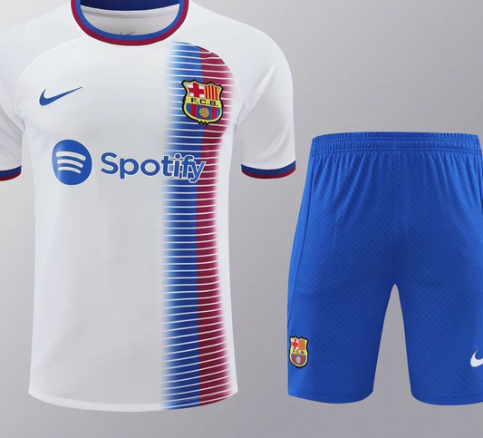Barca 2024/2025 Pre-Match White Short and Jersey