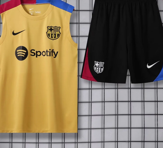 Barca 2024/2025 Pre-Match Gold Short And Jersey