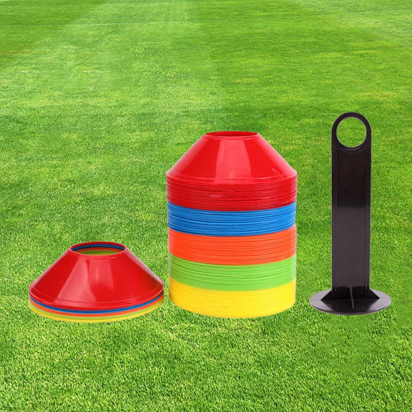 50 unids/Set Conos de fútbol Equipo de práctica Suministros portátiles de entrenamiento cruzado para juegos Entrenamiento Fútbol Jardín Actividades al aire libre