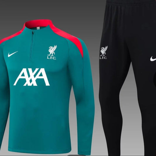 Liverpool training jersey 2024/2025, green half jersey