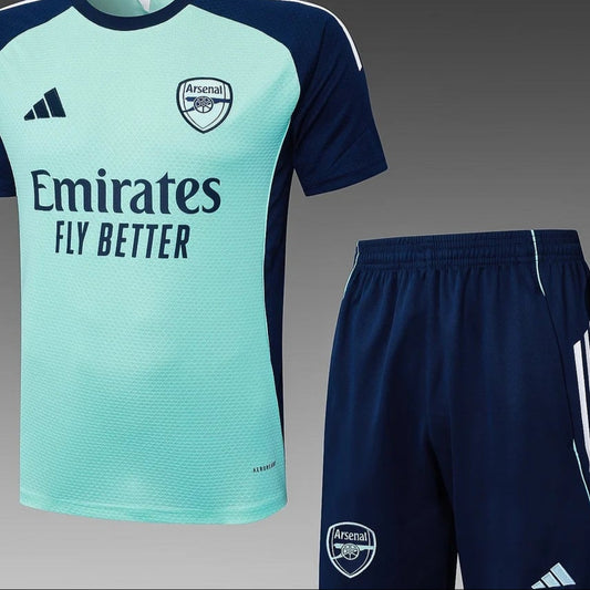 2025/2026 Arsenal Pre-Match Training Light Green Shirt and Shorts + Light Green Vest and Shorts