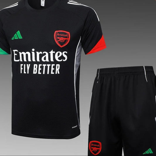 2025/2026 Arsenal Pre-Match Training Black Shirt and Shorts + Black Vest and Shorts