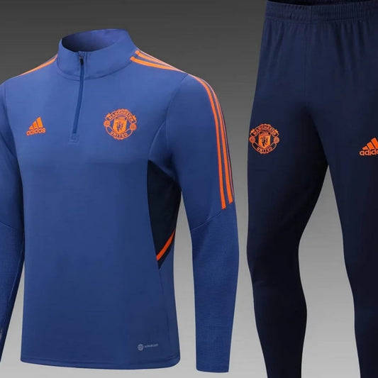 2022/2023 Manchester United Half-Pull Training Suit Blue Football Shirt