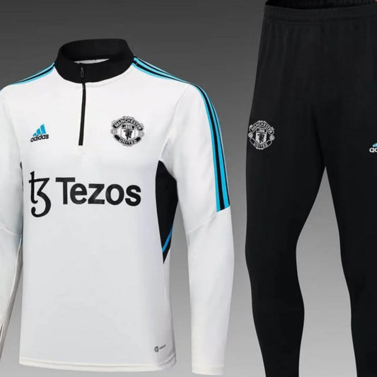 2023/2024 Manchester United Half-Pull Training Suit White Football Shirt