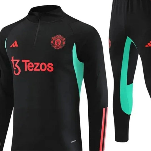 2023/2024 Manchester United Half-Pull Training Suit Balck Football Shirt