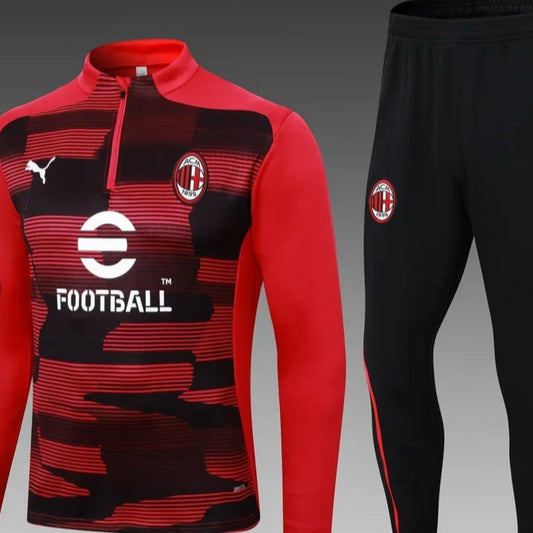 2024/2025 AC Milan Half-Pull Training Suit Black-Red Football Shirt