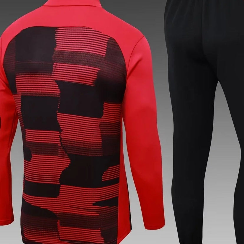 2024/2025 AC Milan Half-Pull Training Suit Black-Red Football Shirt