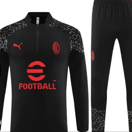 2023/2024 AC Milan Black Half-Pull Training Suit