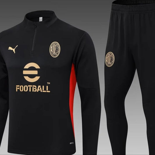 2024/2025 AC Milan Black Half-Pull Training Suit