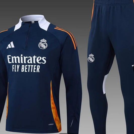 2024/2025 Real Madrid Royal Blue Half-Pull Training Suit