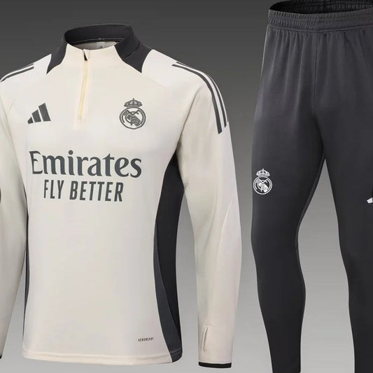 2024/2025 Real Madrid Light Yellow Half-Pull Training Suit