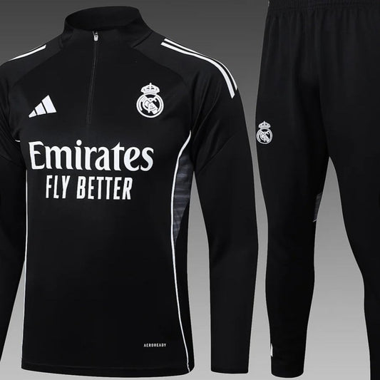 2025/2026 Real Madrid Black Half-Pull Training Suit