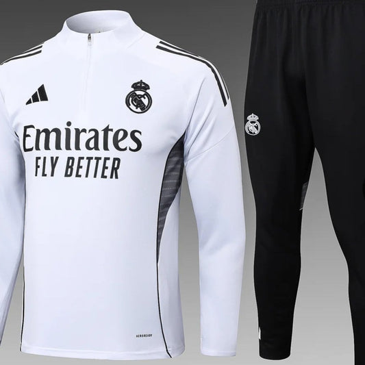 2025/2026 Real Madrid White Half-Pull Training Suit