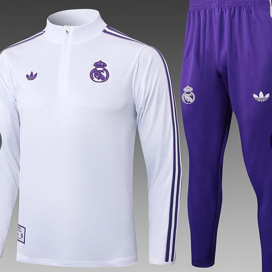 2025/2026 Real Madrid White Half-Pull Training Suit