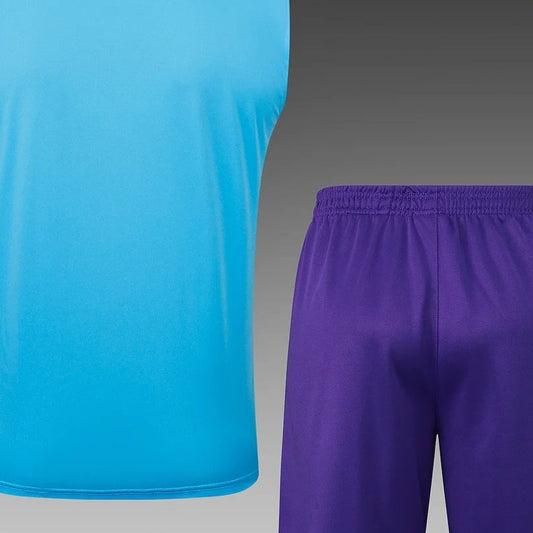 2025/2026 Real Madrid Chaleco + Pantalones Cortos de Entrenamiento Pre-Partido Azul Claro