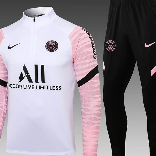 2021/2022 PSG White Pink Long Sleeve Training Suit