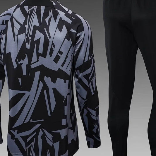 Traje de entrenamiento de manga larga negro y gris del PSG 2022/2023