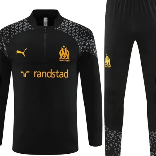 2023/2024 Olympique de Marseille Black and Gray Training Suit