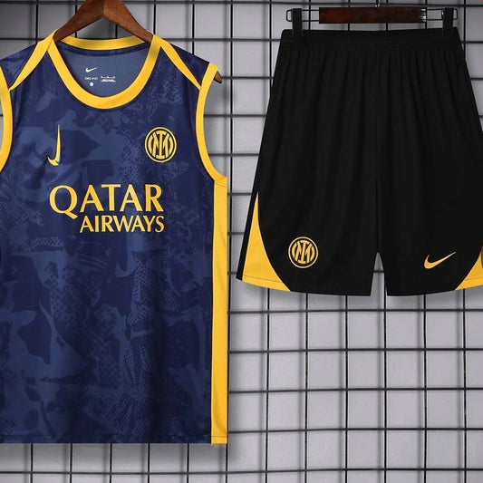 2025/2026 Inter Milan Dark Blue Pre-Match Training Vest+Shorts