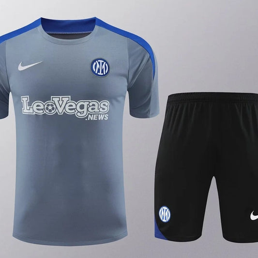 2024/2025 Inter Milan Pre-Match Training Grey Shirt+Shorts