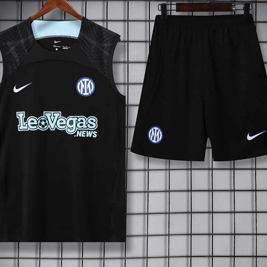 2023/2024 Inter Milan Black Pre-Match Training Vest+Shorts