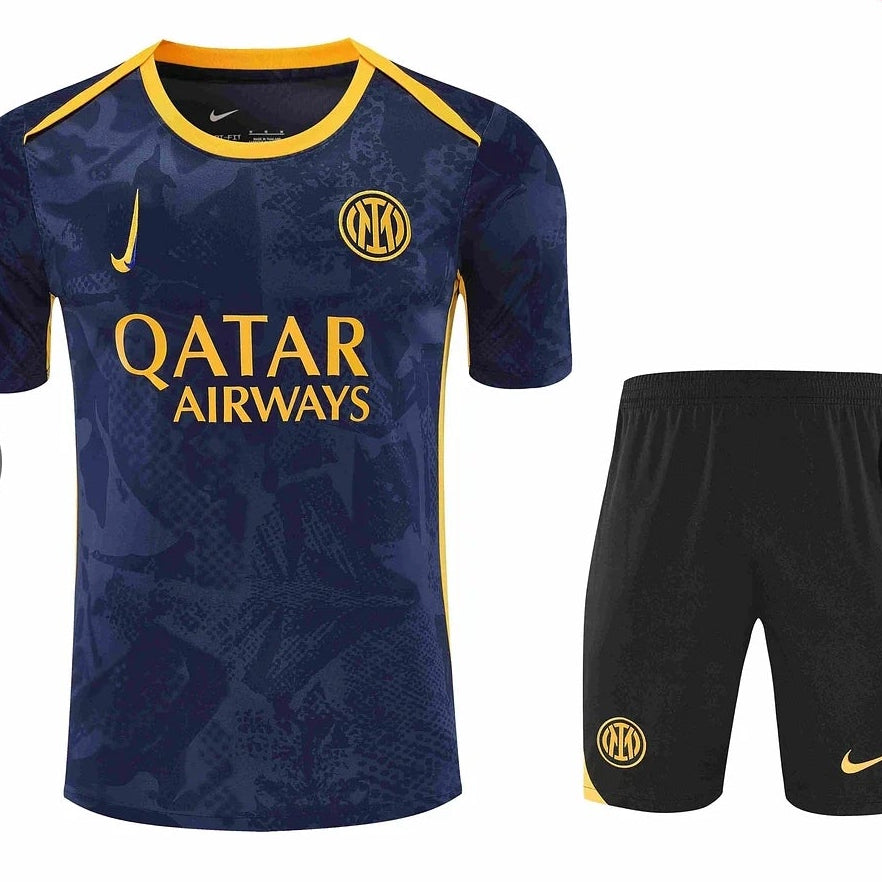2025/2026 Inter Milan Pre-Match Training Dark Blue Shirt+Shorts